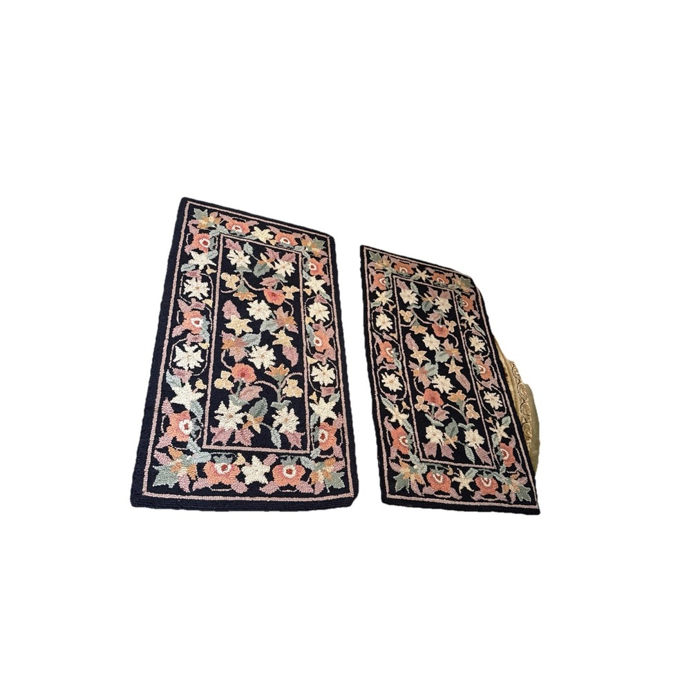 Vintage Jamestown Hand Hooked 100% Wool Rugs. 24" X 45". Design/Color W Wes/320